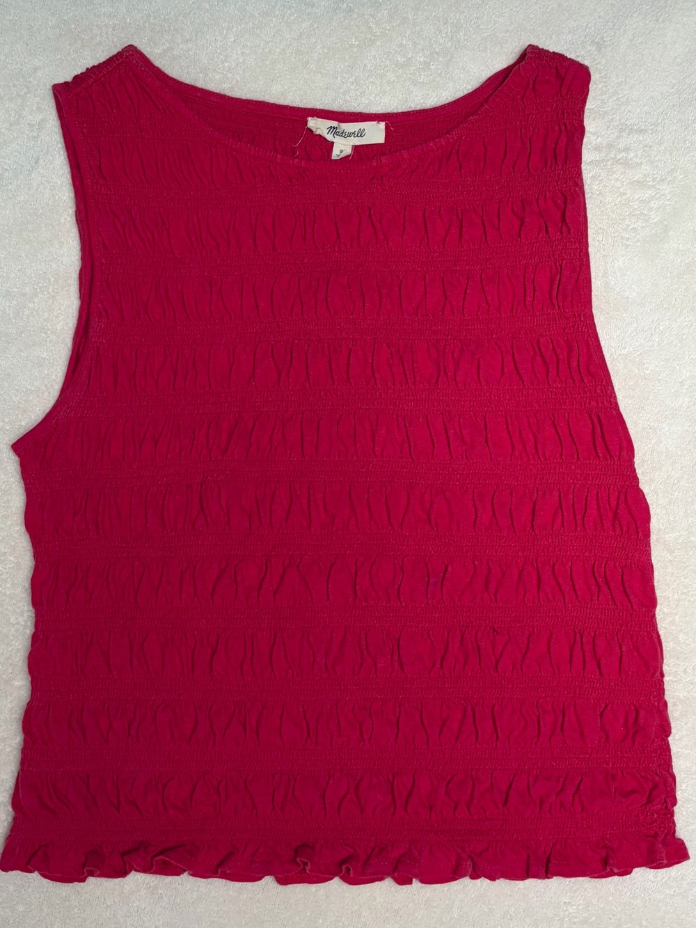 Madewell Sleeveless Ruffled Tank in Bright Pink